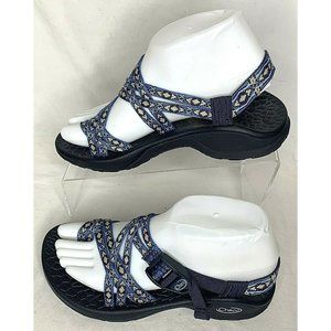 Chacos Womens Blue Gold Geometric Adjustable Strap Outdoor Hiking Sandals Sz 6